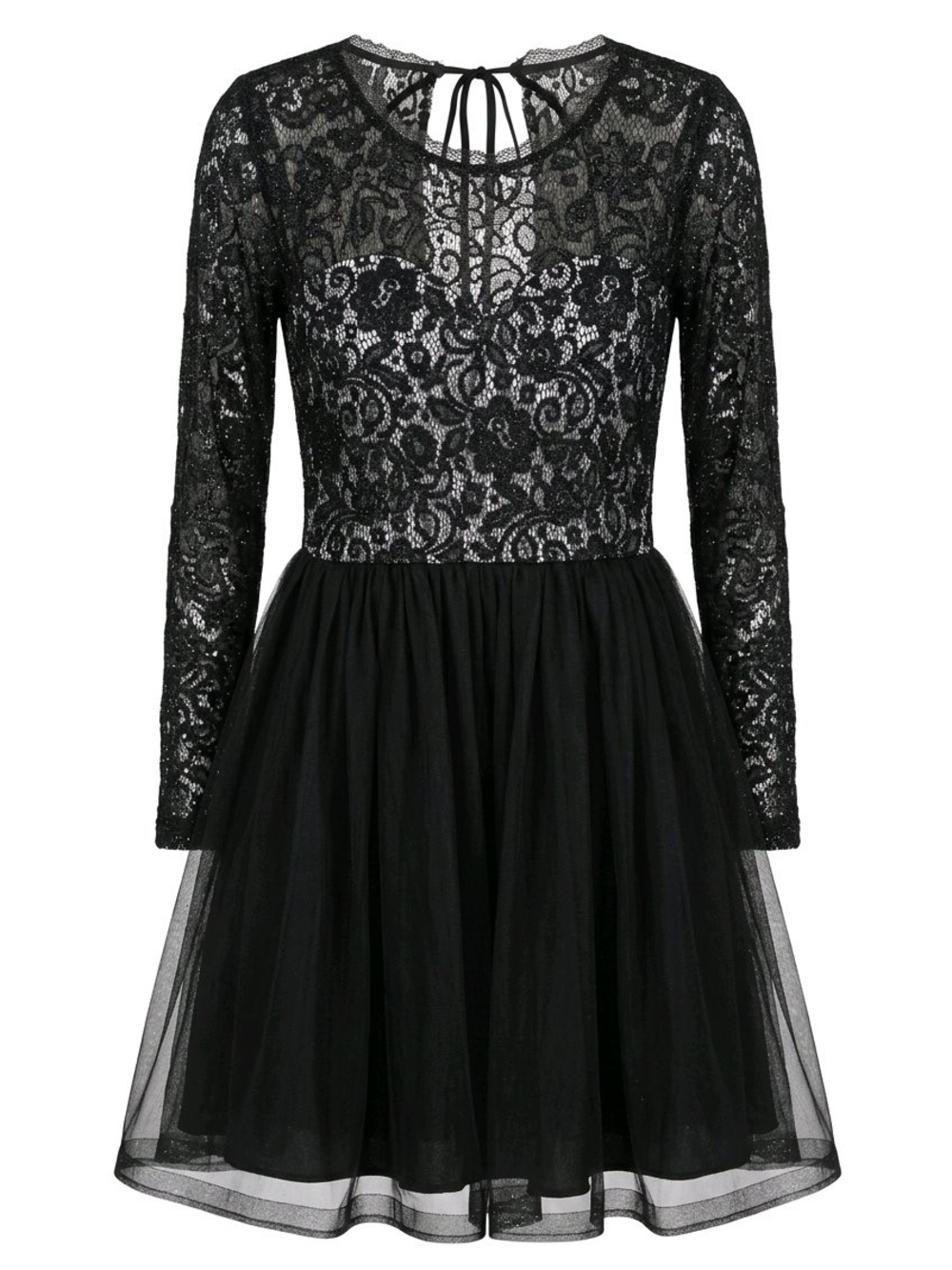 Sequin Hearts Black Lace and Tulle Homecoming Mini Dress - Size 13